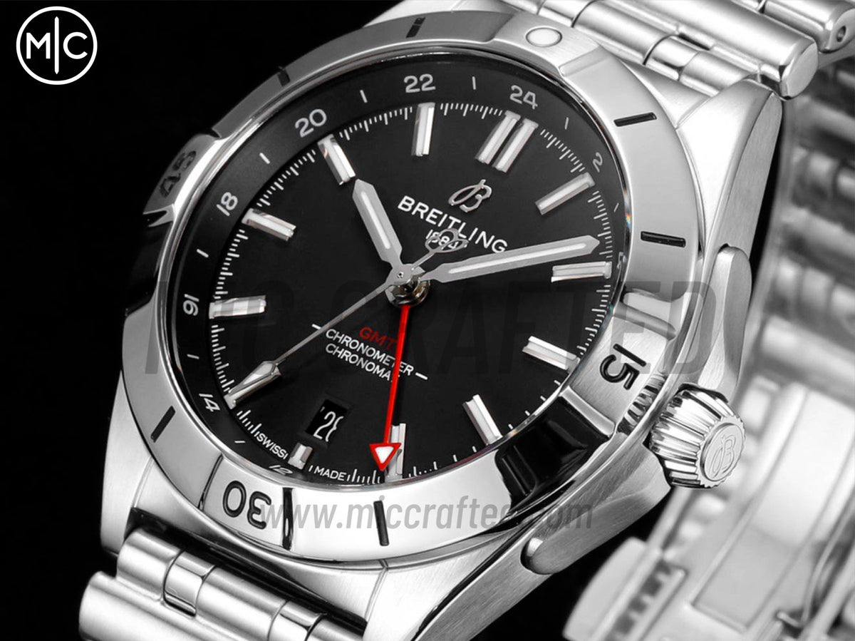 Chronomat GMT 40mm SS 黑色錶盤配 SS 錶鏈 - 尊貴版