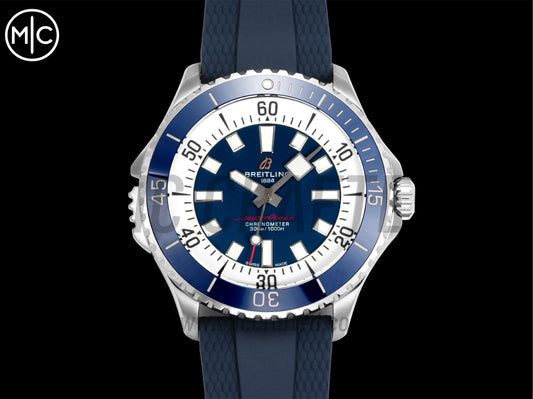 Superocean 46mm SS Blue/White Dial on Blue Rubber Strap – Premium Edition