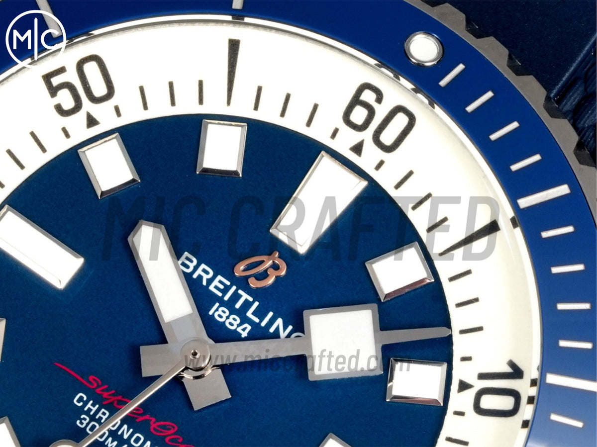 Superocean 46mm SS 藍白色錶盤配藍色橡膠錶帶 - 尊貴版