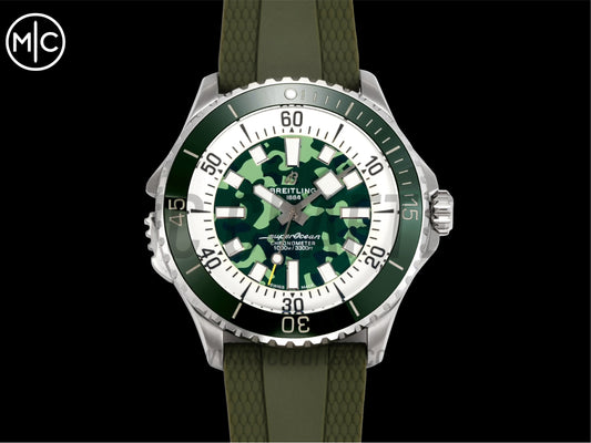 Superocean 46mm SS Green Camou Dial on Green Rubber Strap – Premium Edition