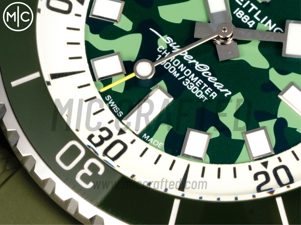 Superocean 46mm SS 綠色迷彩錶盤配綠色橡膠錶帶 - 尊貴版