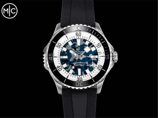 Superocean 46mm SS Blue Camou Dial on Black Rubber Strap – Premium Edition