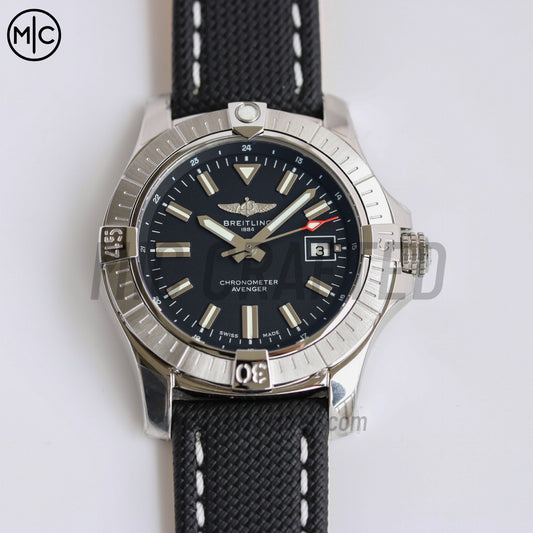 Avenger Automatic 43mm SS Black Dial on Black Nylon Strap – Premium Edition