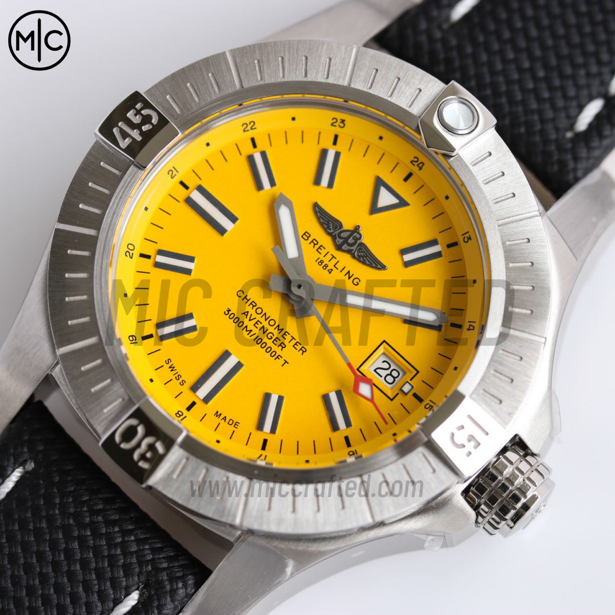Avenger Automatic 45mm SS Yellow Dial on Black Nylon Strap – Premium Edition