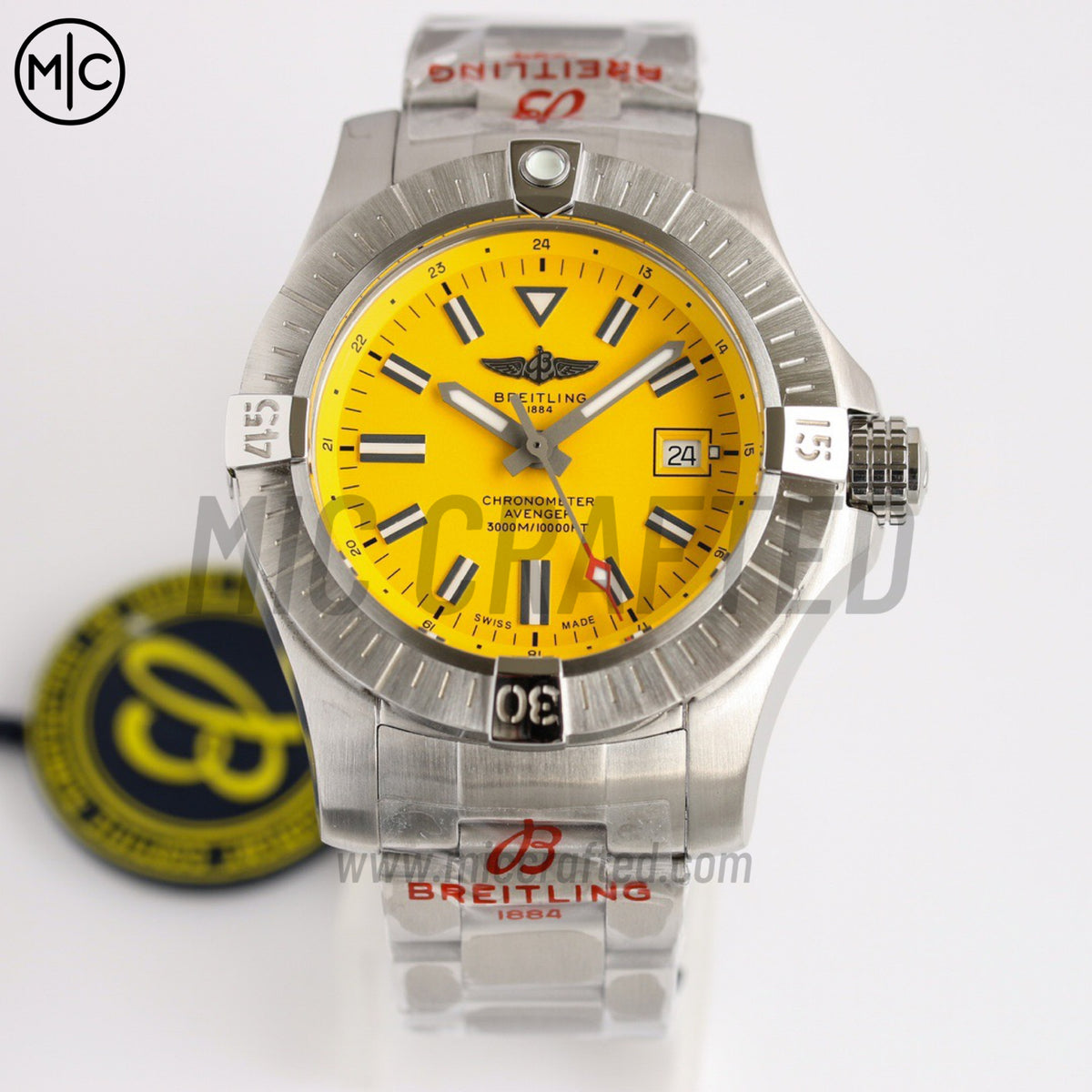 Avenger Automatic 45mm SS 黃色錶盤配 SS 錶鏈 - 尊貴版