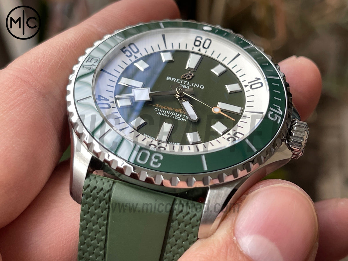 超級海洋系列自動腕錶 44mm 不鏽鋼綠色錶圈綠色錶盤配綠色橡膠錶帶 - 尊貴版