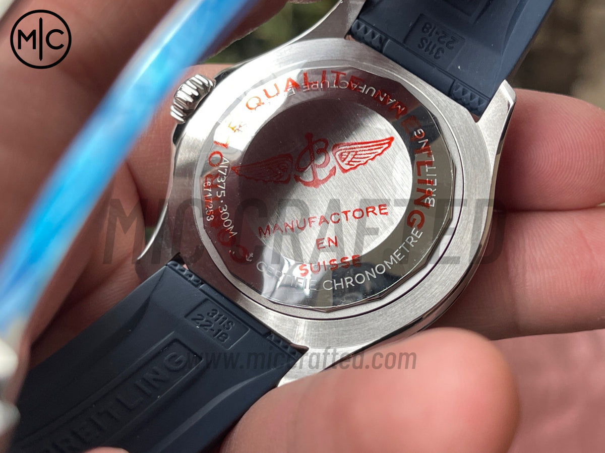 超級海洋系列自動腕錶 44mm 不鏽鋼藍色錶圈藍色錶盤配藍色橡膠錶帶 - 尊貴版
