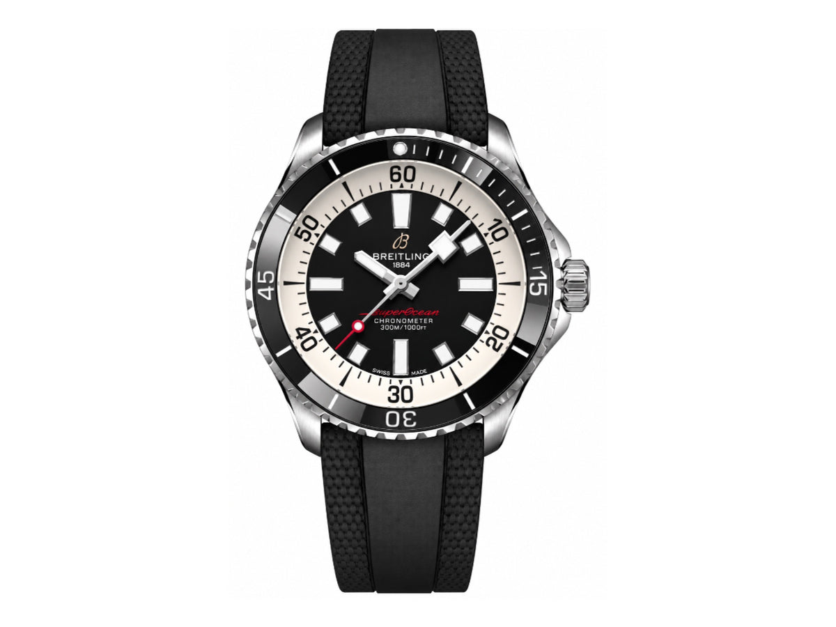 超級海洋系列自動腕錶 44mm 不鏽鋼黑色錶圈黑色錶盤配黑色橡膠錶帶 - 尊貴版