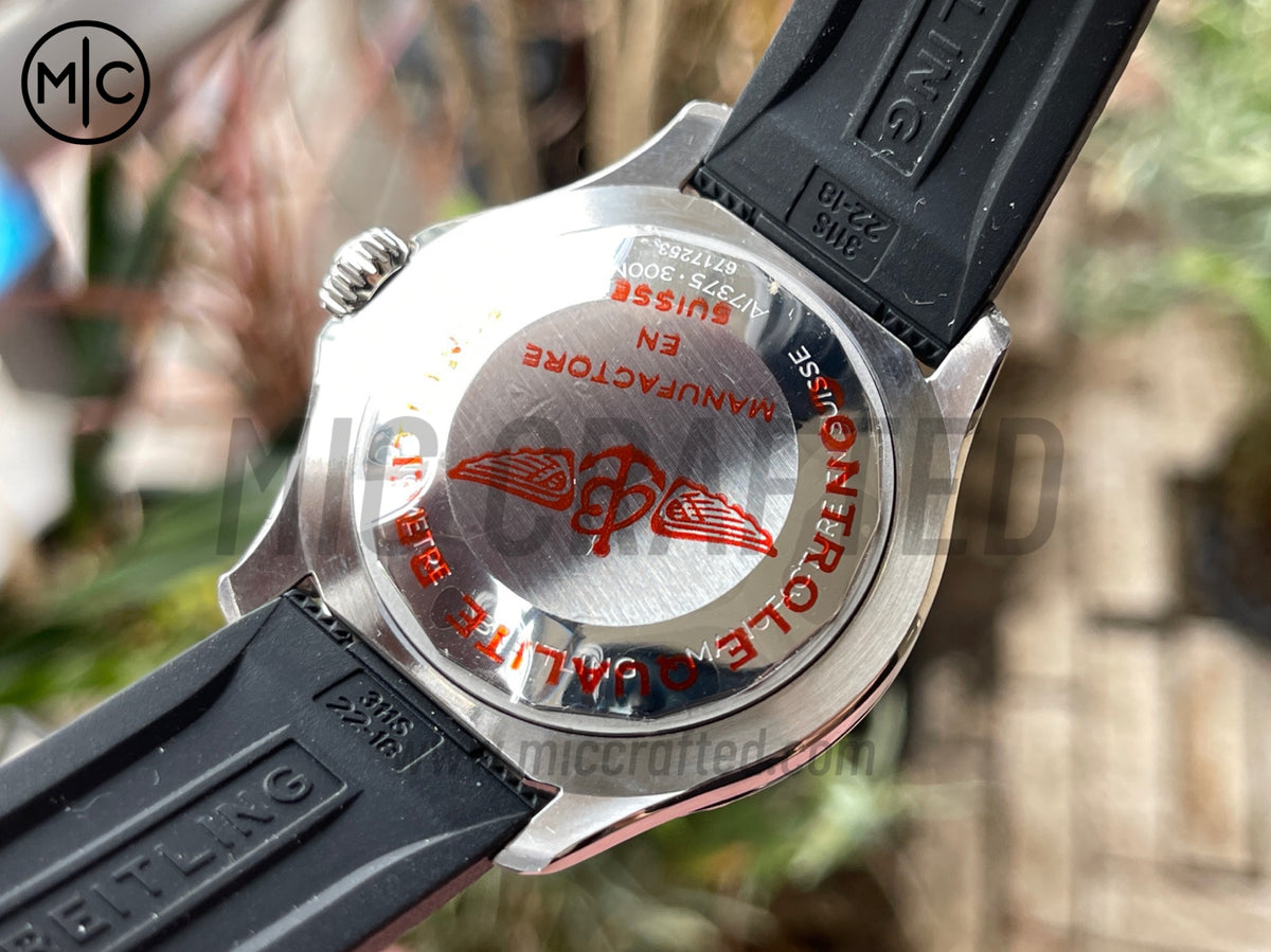 超級海洋系列自動腕錶 44mm 不鏽鋼/玫瑰金黑白錶盤配黑色橡膠錶帶 - 尊貴版
