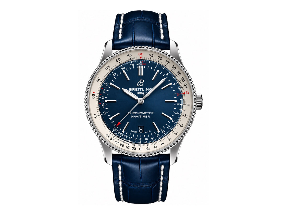 Navitimer 41mm Date SS 藍色錶盤配藍色皮革錶帶 – Premium Edition