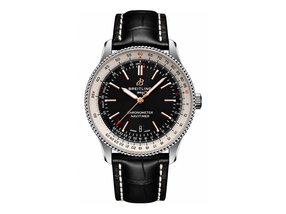 Navitimer 41mm Date SS 黑色錶盤配黑色皮革錶帶 – Premium Edition
