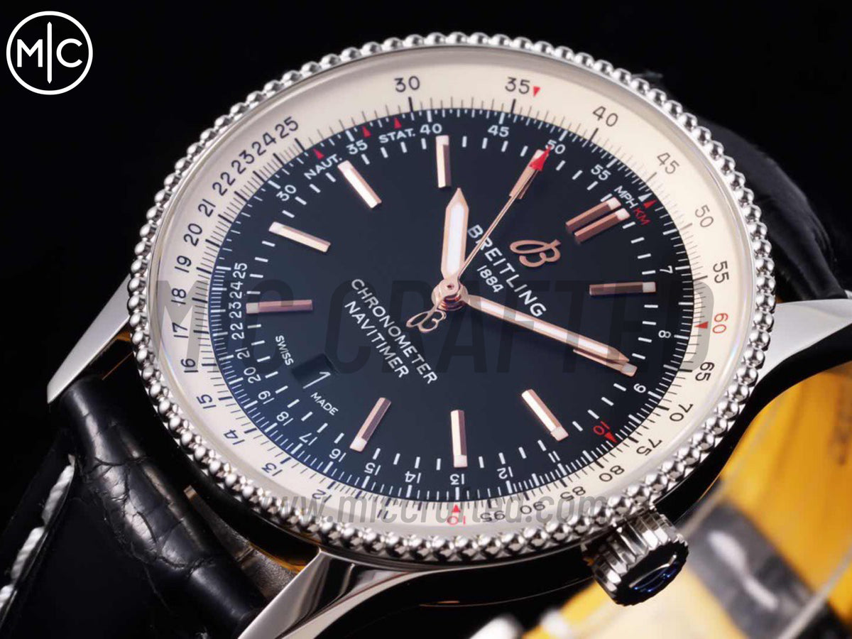 Navitimer 41mm Date SS 黑色錶盤配黑色皮革錶帶 – Premium Edition