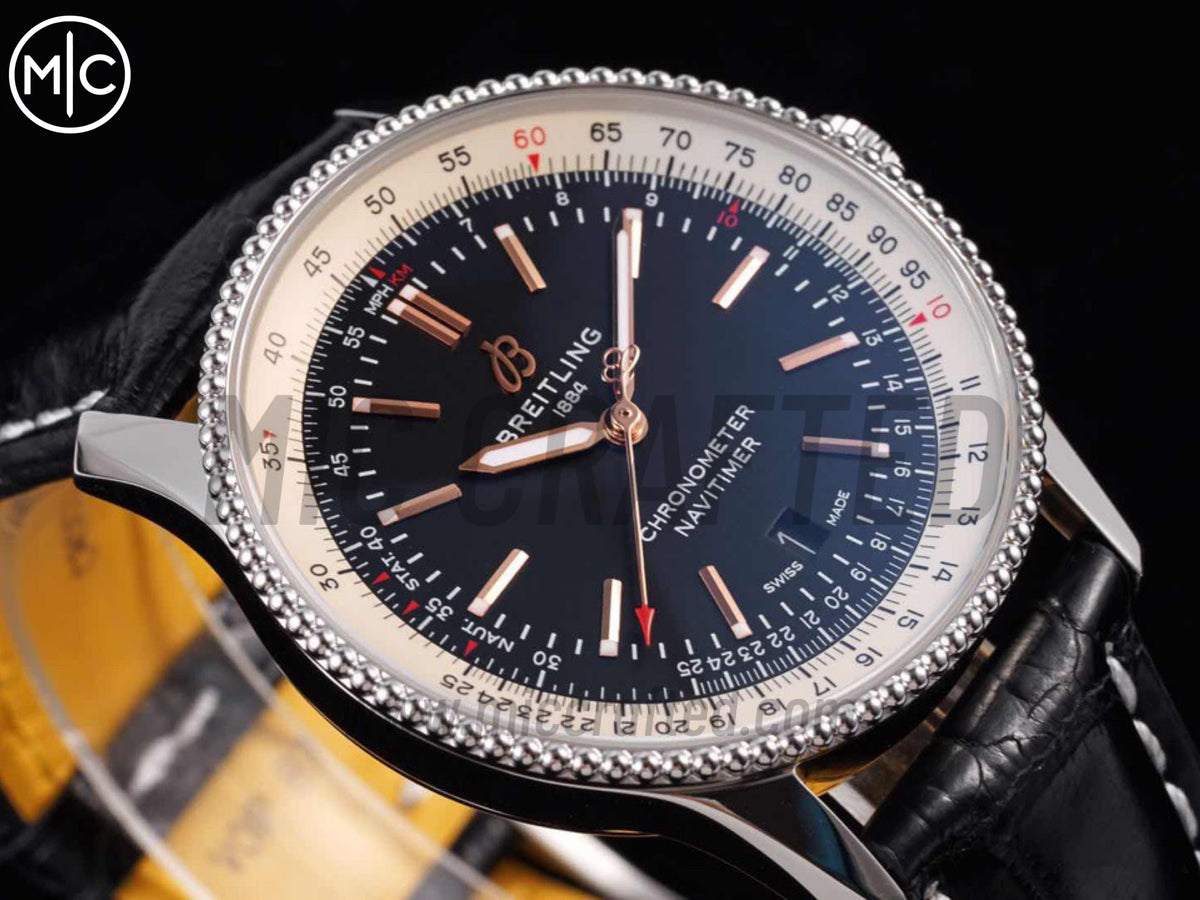 Navitimer 41mm Date SS 黑色錶盤配黑色皮革錶帶 – Premium Edition
