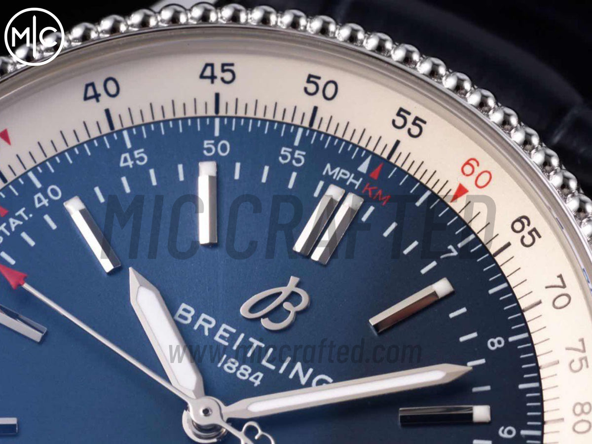 Navitimer 41mm Date SS 藍色錶盤配藍色皮革錶帶 – Premium Edition