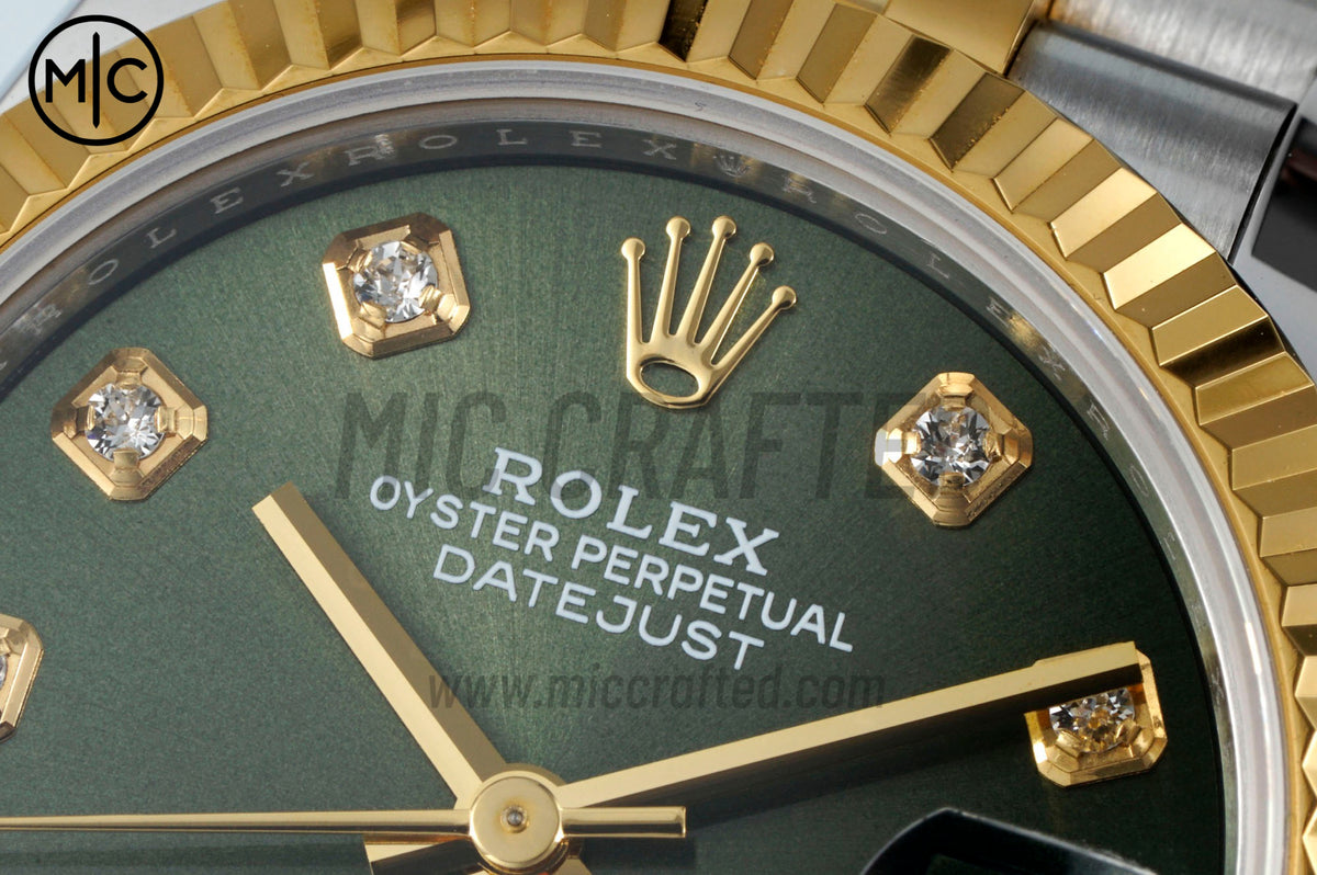 DateJust 31mm Ladies 278273 Fluted Bezel SS/YG Green Diamonds Dial on Jubilee Bracelet – Premium Edition