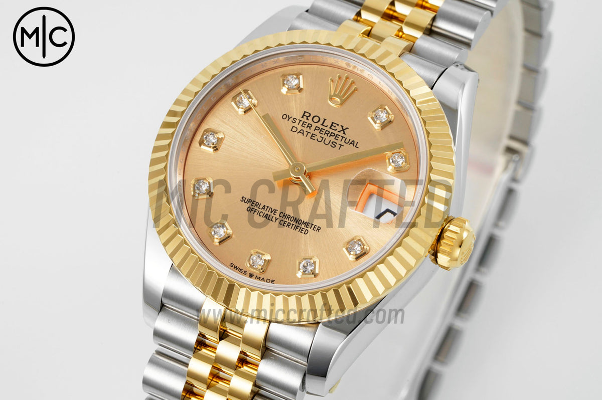 DateJust 31mm Ladies 278273 Fluted Bezel SS/YG Yellow Gold Diamonds Dial on Jubilee Bracelet – Premium Edition