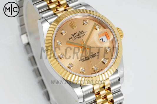 DateJust 31mm 女士款 278273 紋理錶圈 SS/YG 黃金鑽石錶盤配 Jubilee 錶帶 – 高級版