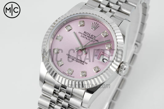 DateJust 31mm 女士款 278274 SS 904L 精鋼粉紅色鑽石錶盤配 Jubilee 錶帶 – 高級版