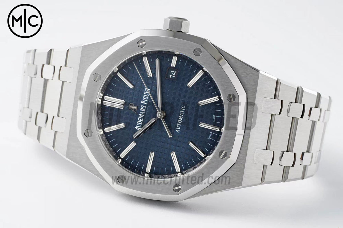 Royal Oak 41mm 15400 SS Blue Textured Dial on SS Bracelet – Premium Edition