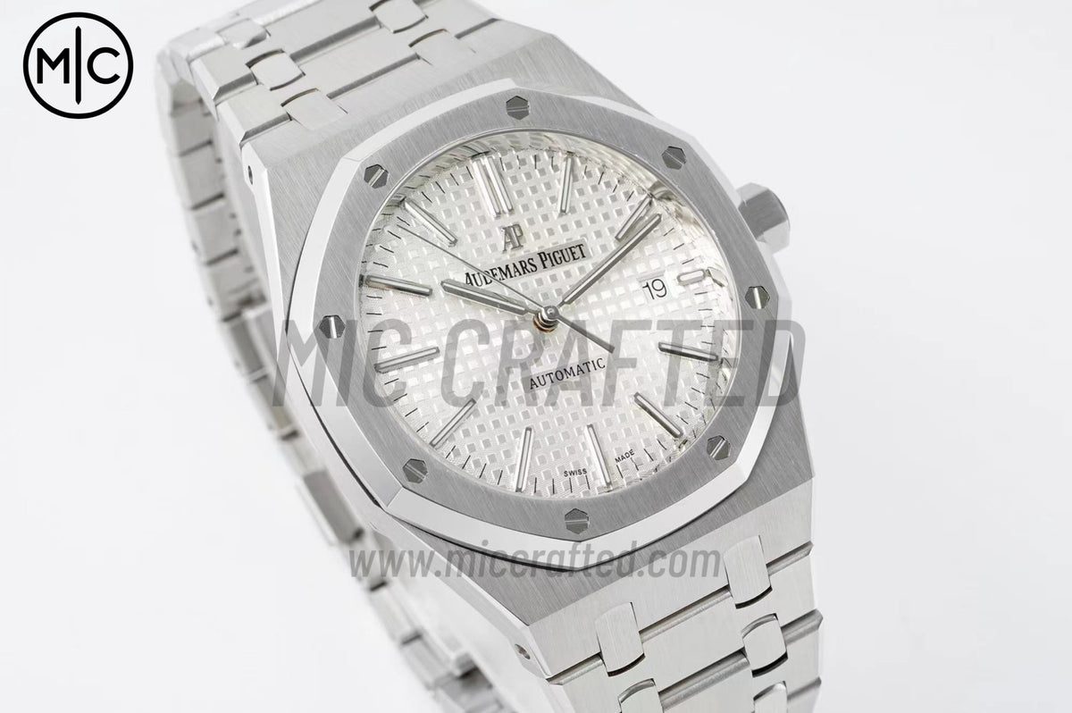 Royal Oak 41mm 15400 SS White Textured Dial on SS Bracelet – Premium Edition