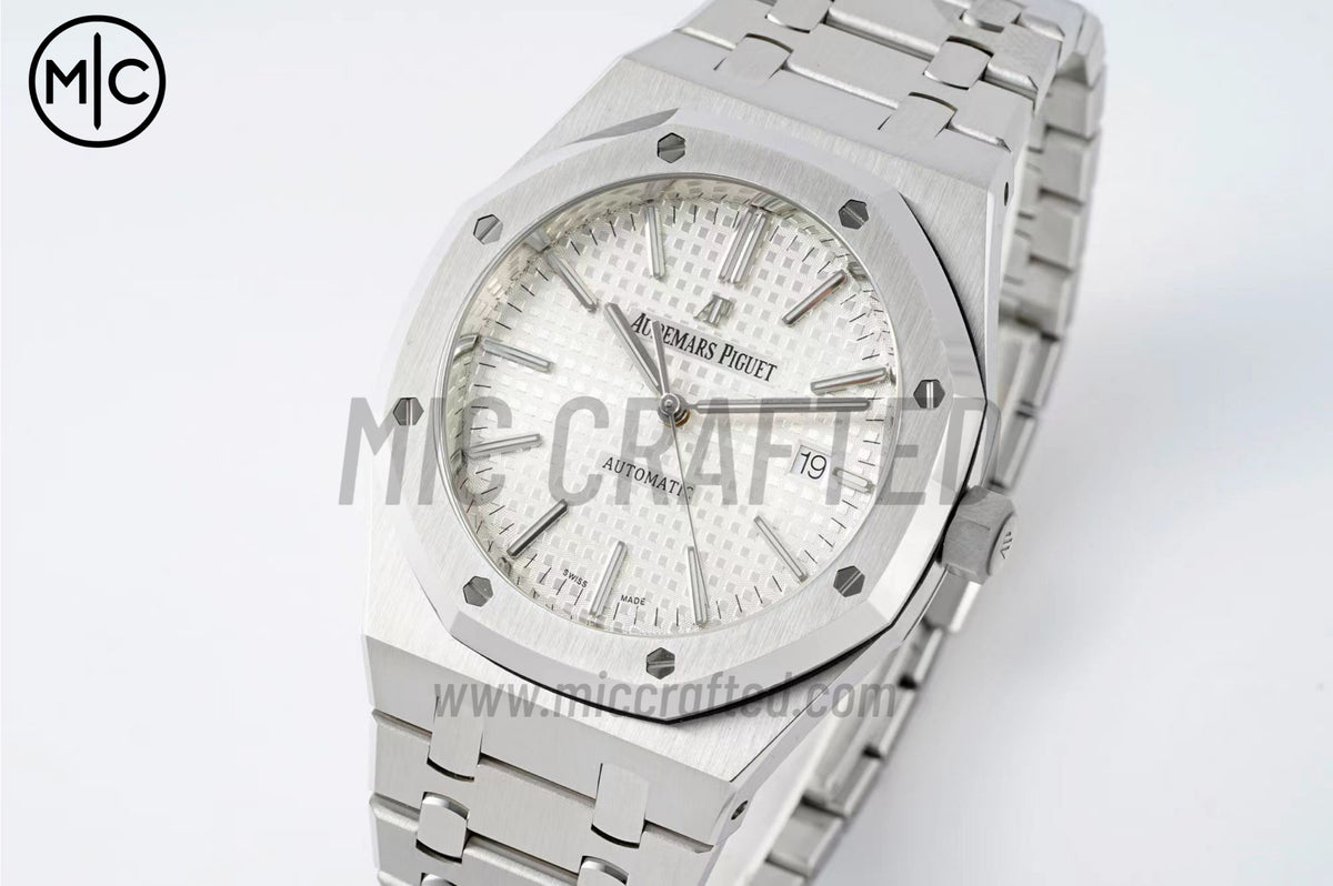 Royal Oak 41mm 15400 SS White Textured Dial on SS Bracelet – Premium Edition