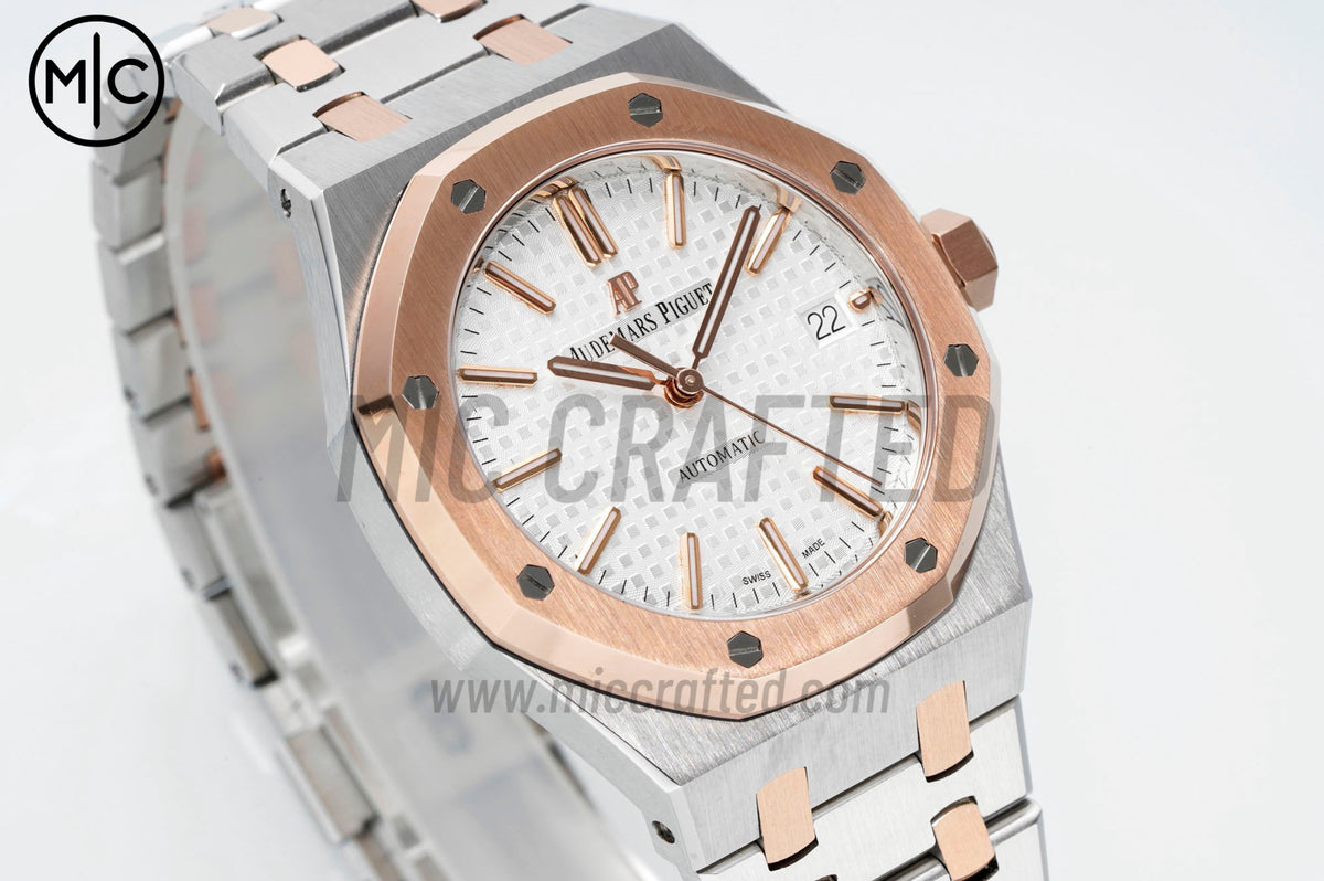 Royal Oak 41mm 15400 SS/RG White Textured Dial on SS/RG Bracele – Premium Edition