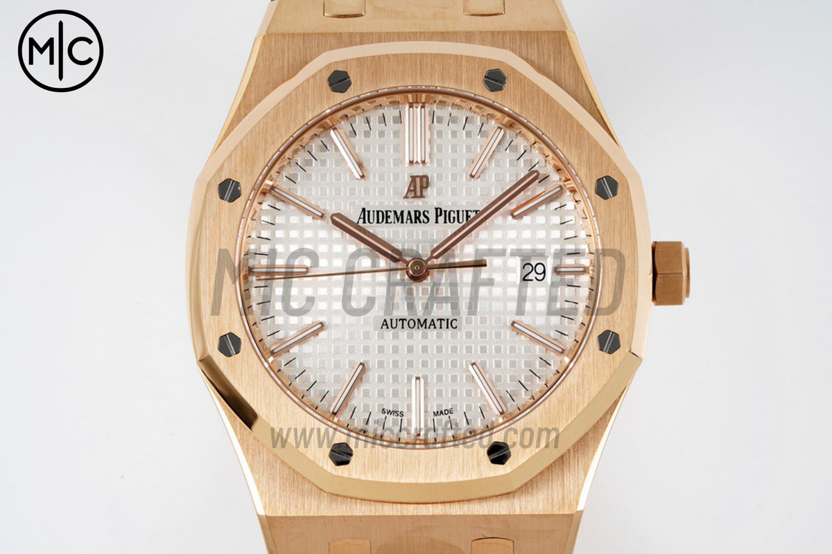 Royal Oak 41mm 15400 RG White Textured Dial on RG Bracelet – Premium Edition