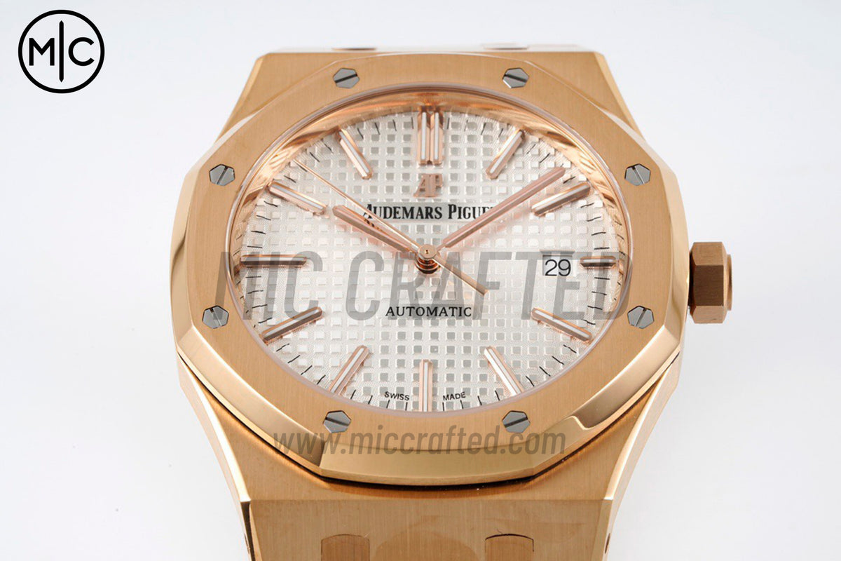 Royal Oak 41mm 15400 RG White Textured Dial on RG Bracelet – Premium Edition