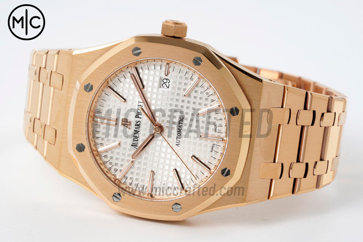Royal Oak 41mm 15400 RG White Textured Dial on RG Bracelet – Premium Edition