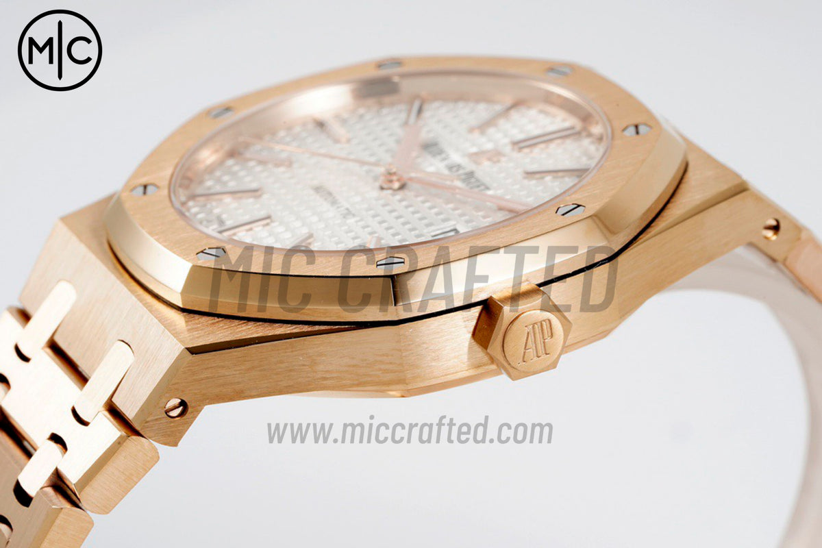 Royal Oak 41mm 15400 RG White Textured Dial on RG Bracelet – Premium Edition
