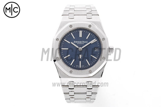 Royal Oak 39mm 15202 SS Blue Textured Dial on SS Bracelet – Premium Edition