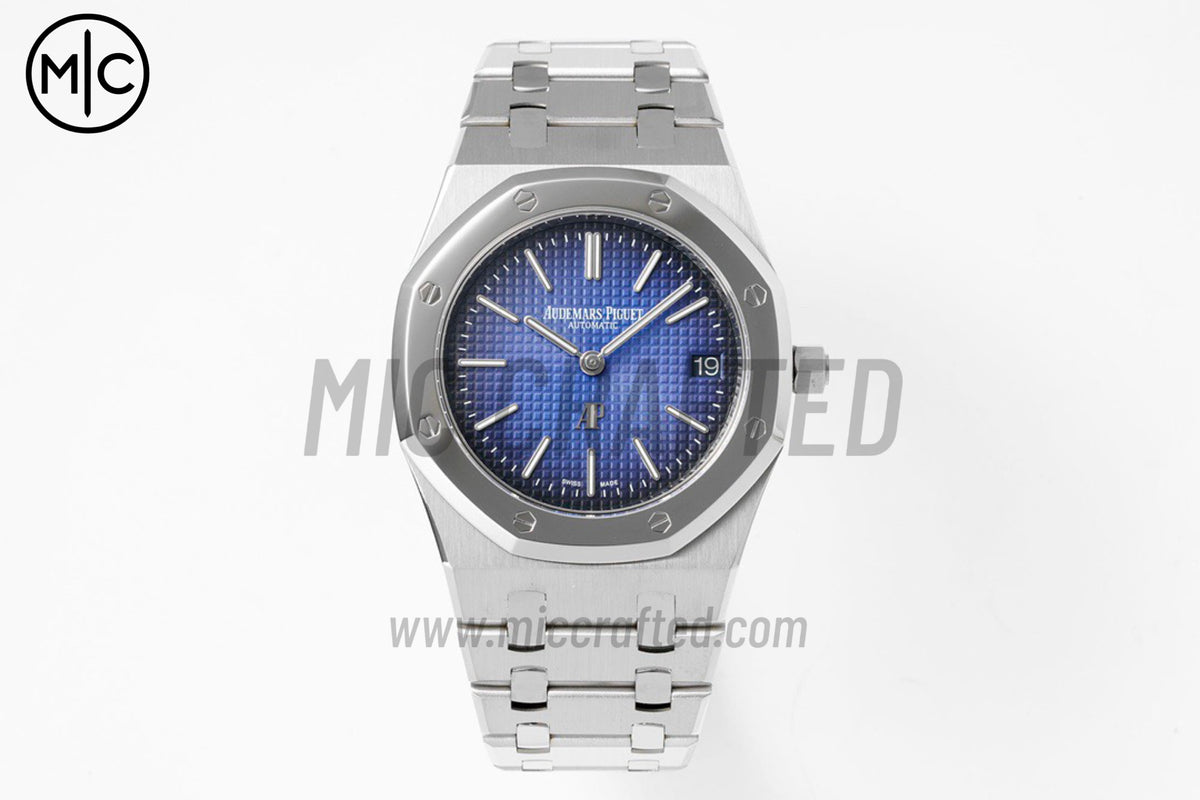 Royal Oak 39mm 15202IP 鈦金屬藍色紋理錶盤配 SS 錶鏈 - 尊貴版