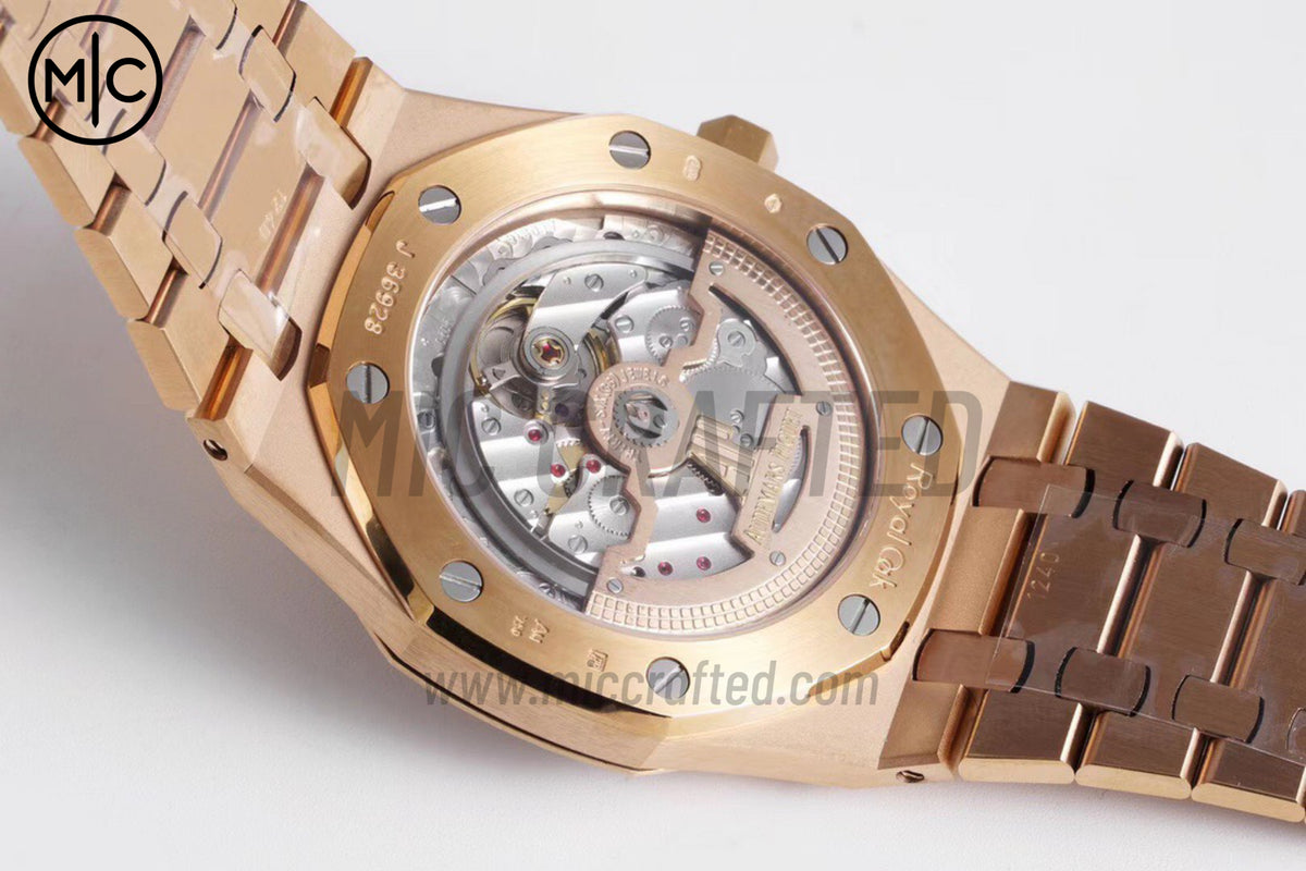Royal Oak 39mm 15202 RG 藍色紋理錶盤配 RG 錶鏈 - 尊貴版