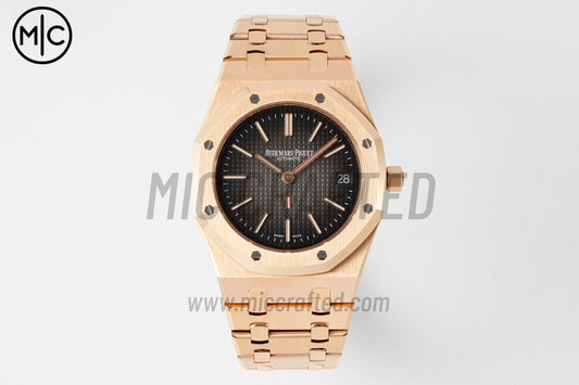 Royal Oak 39mm 16202「50週年紀念」玫瑰金灰色紋理錶盤配玫瑰金錶鏈 - 尊貴版
