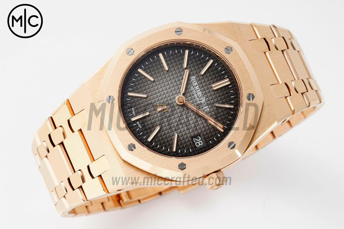 Royal Oak 39mm 16202 "50th Anniversary" RG Gray Textured Dial on RG Bracelet – Premium Edition