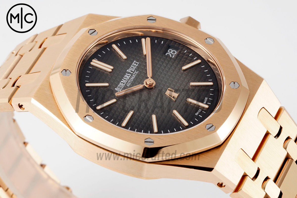 Royal Oak 39mm 16202 "50th Anniversary" RG Gray Textured Dial on RG Bracelet – Premium Edition