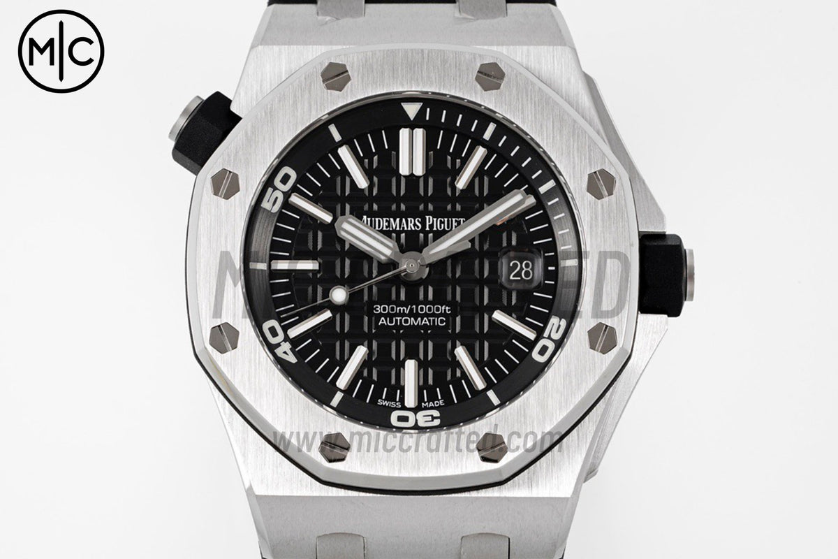Royal Oak Offshore Diver 15703 Black Dial on Black Rubber Strap – Premium Edition