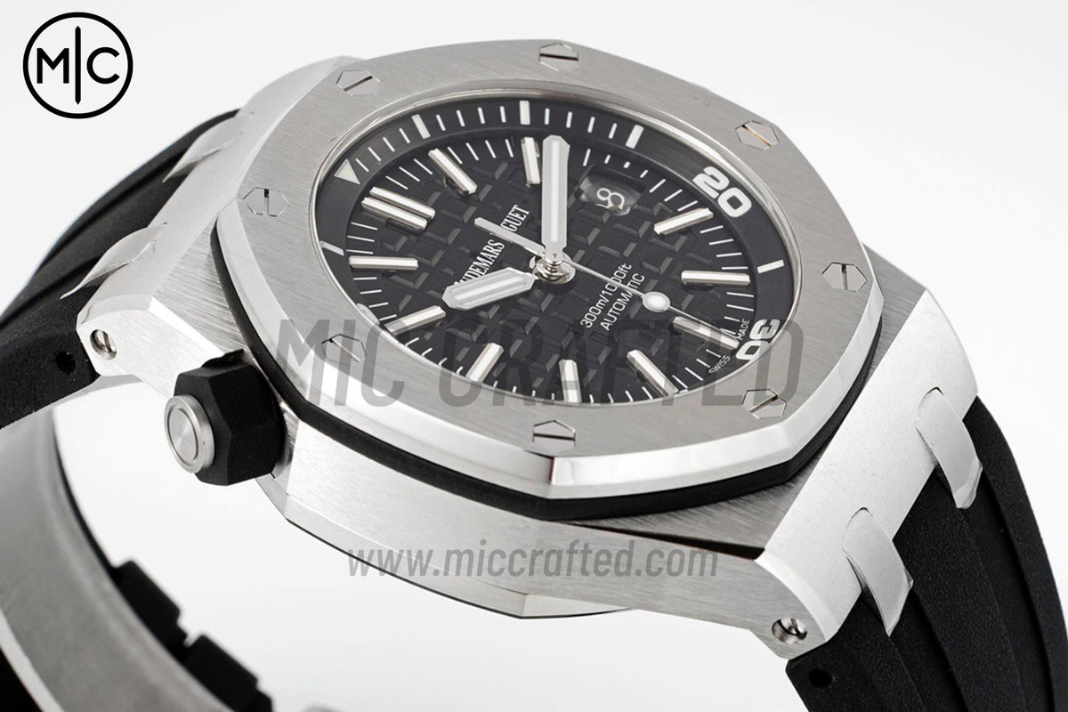 Royal Oak Offshore Diver 15703 Black Dial on Black Rubber Strap – Premium Edition