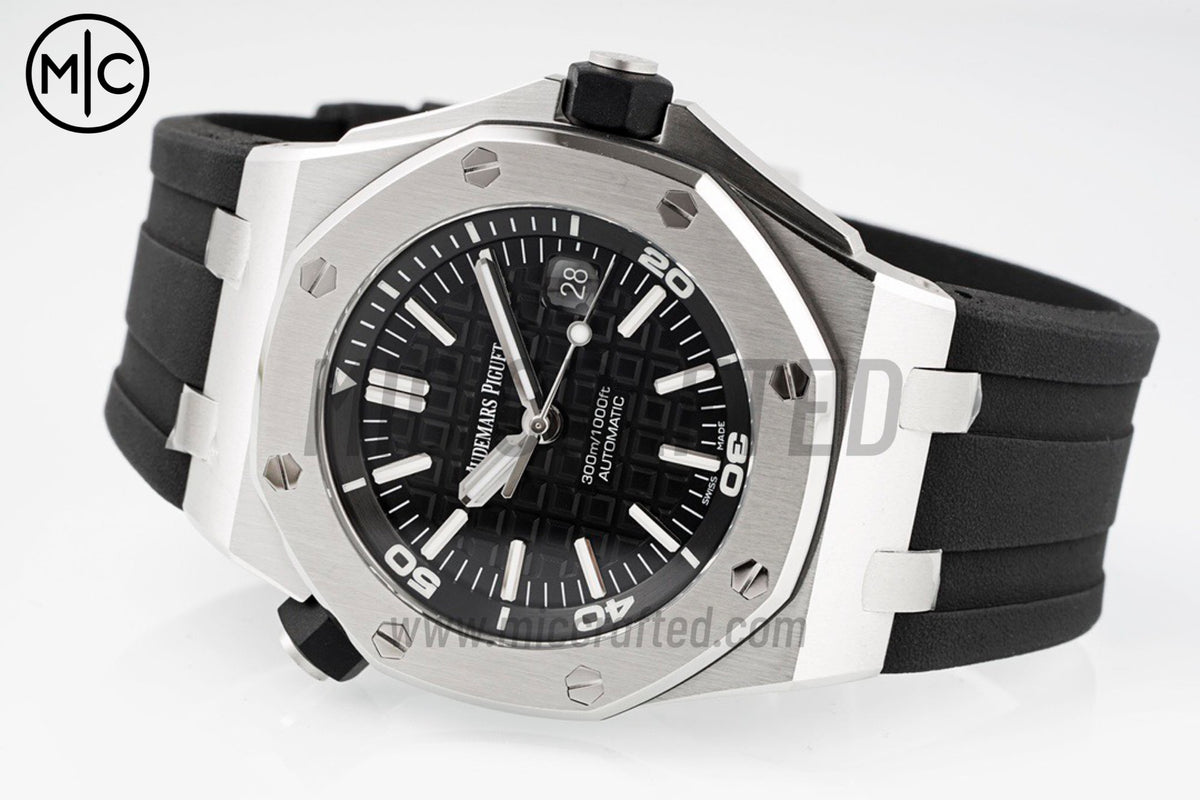 Royal Oak Offshore Diver 15703 Black Dial on Black Rubber Strap – Premium Edition