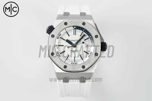 Royal Oak Offshore Diver 15710 White Dial on White Rubber Strap – Premium Edition