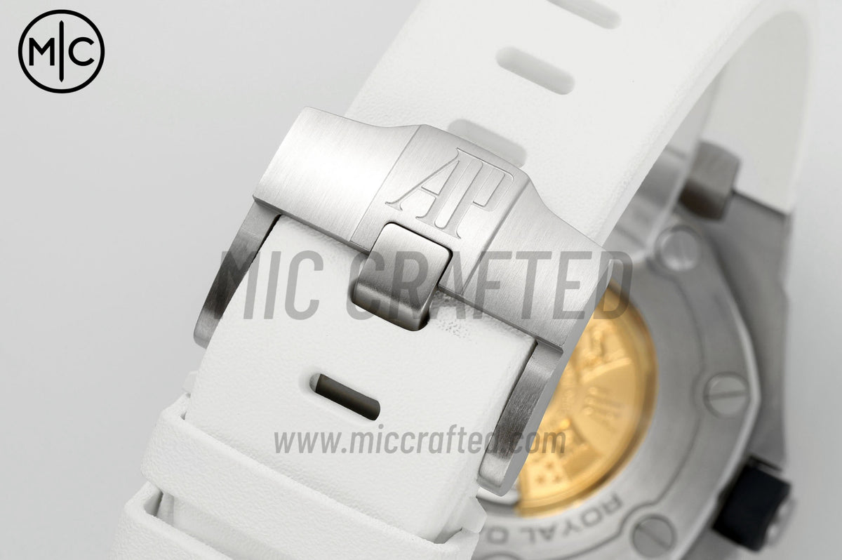 Royal Oak Offshore Diver 15710 White Dial on White Rubber Strap – Premium Edition