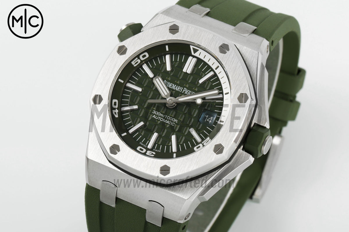 Royal Oak Offshore Diver 15710 Green Dial on Green Rubber Strap – Premium Edition