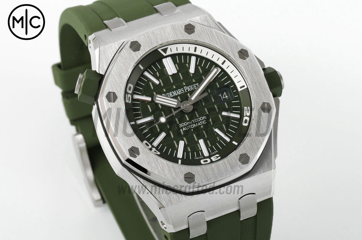 Royal Oak Offshore Diver 15710 Green Dial on Green Rubber Strap – Premium Edition