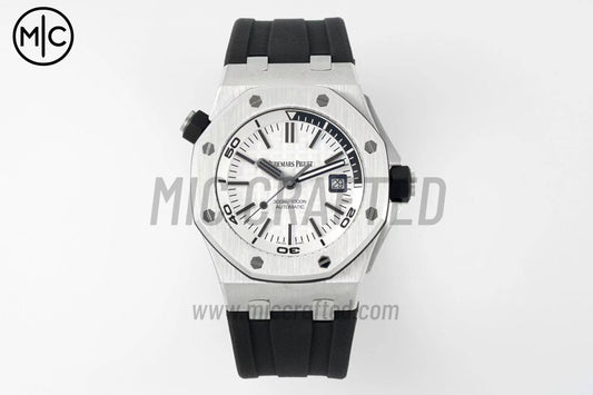 Royal Oak Offshore Diver 15710 White Dial on Black Rubber Strap – Premium Edition