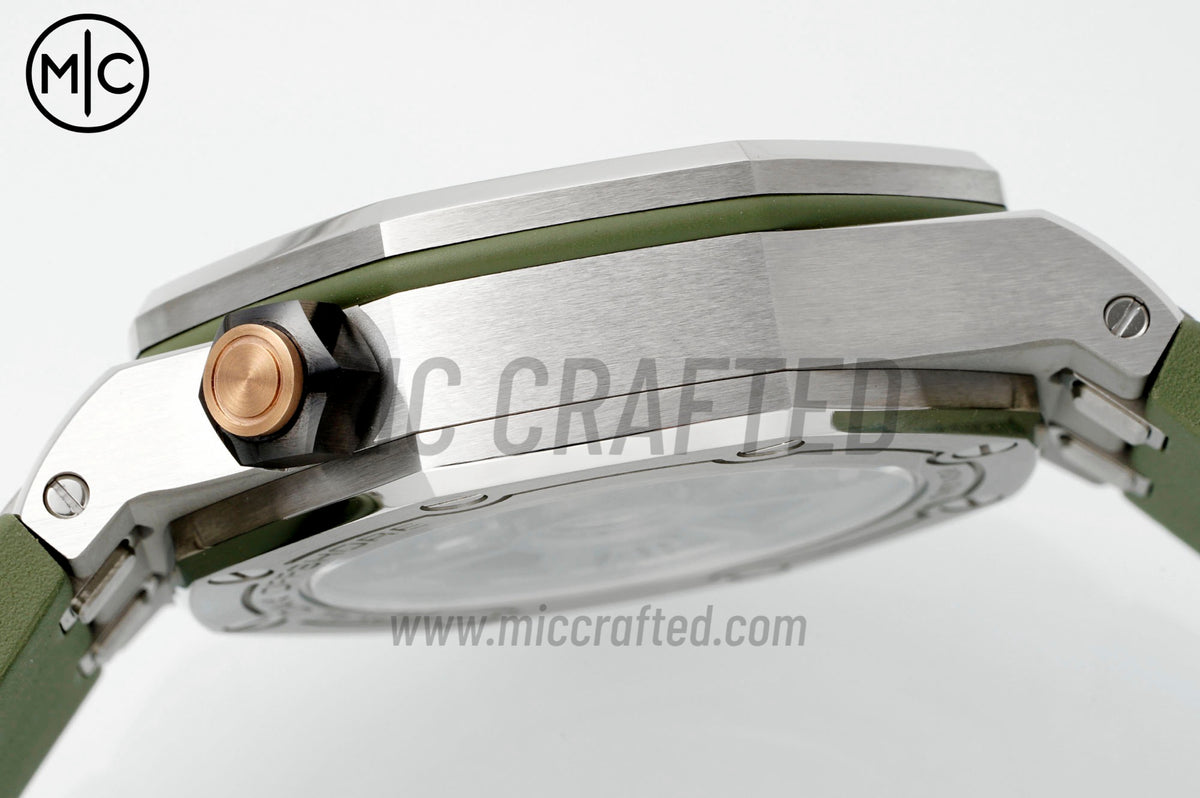 Royal Oak Offshore Diver 15720 42mm SS Green Dial on Green Rubber Strap – Premium Edition