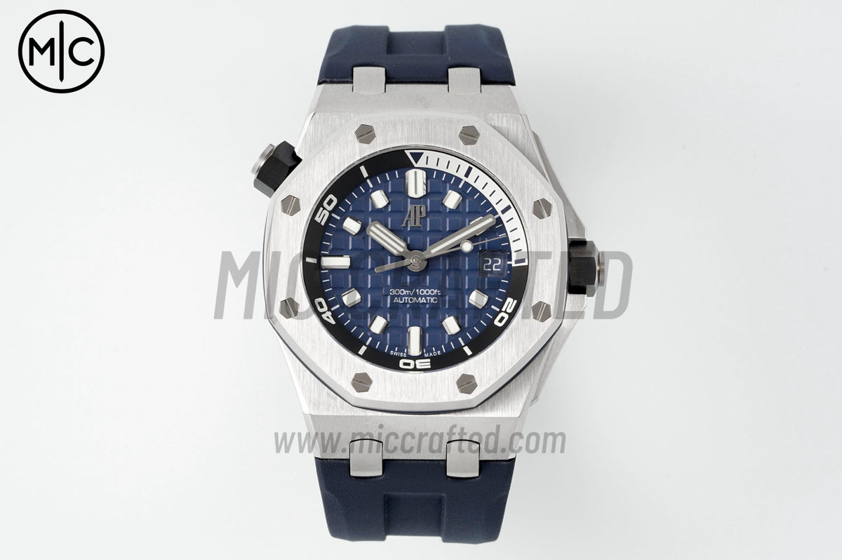 Royal Oak Offshore Diver 15720 42mm SS Blue Dial on Blue Rubber Strap – Premium Edition