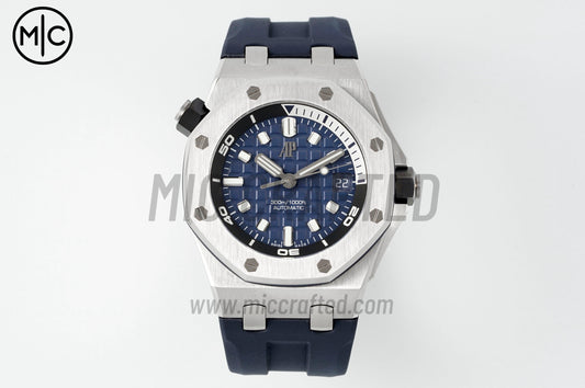 Royal Oak Offshore Diver 15720 42mm SS Blue Dial on Blue Rubber Strap – Premium Edition