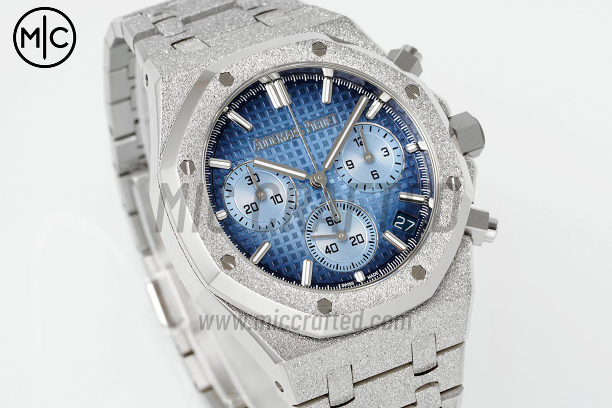 Royal Oak Chrono 41mm 26240 Frosted SS Ice Blue Dial on Bracelet – Premium Edition