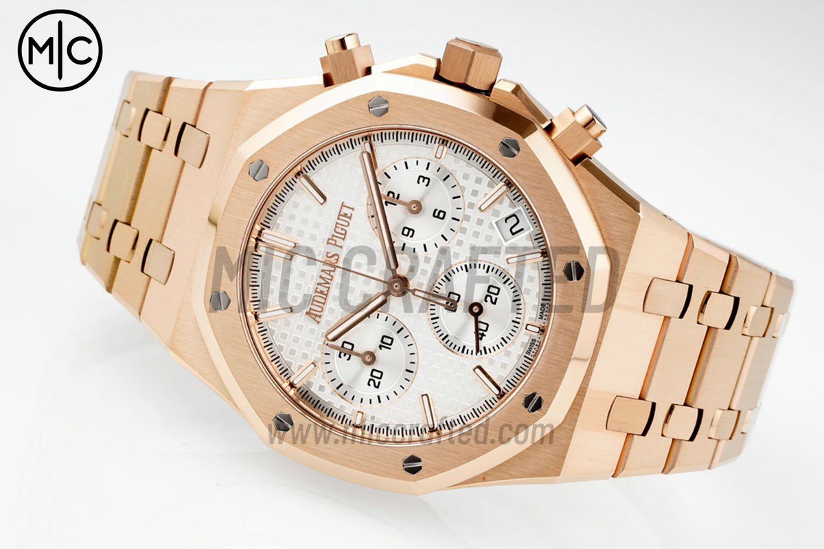 Royal Oak Chrono 41mm 26240 RG White Dial on RG Bracelet – Premium Edition