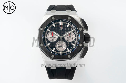 Royal Oak Offshore 43mm 26420so SS Black/White Dial on Black Rubber Strap – Premium Edition